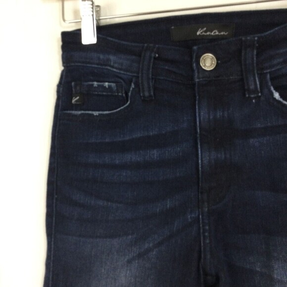 Kancan Womens Fringe Hem Ankle Zip Skinny Dark Wash Denim Jeans Blue Size 24 - Picture 5 of 11